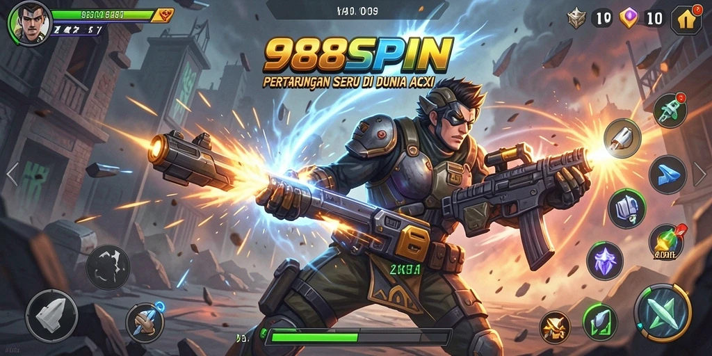 Tampilan gameplay intens dengan pertarungan seru di 988SPIN.