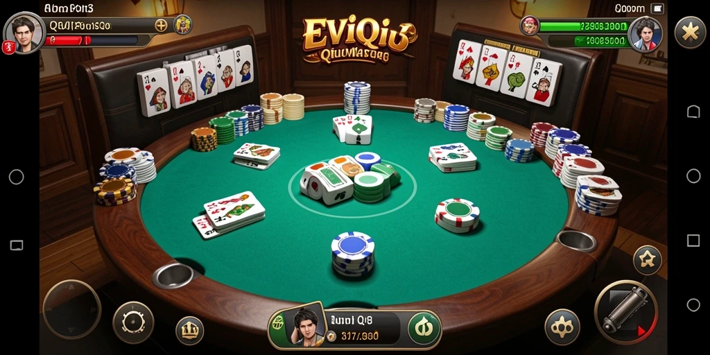 Tampilan menarik dari gameplay QiuQiu di EVIP3.