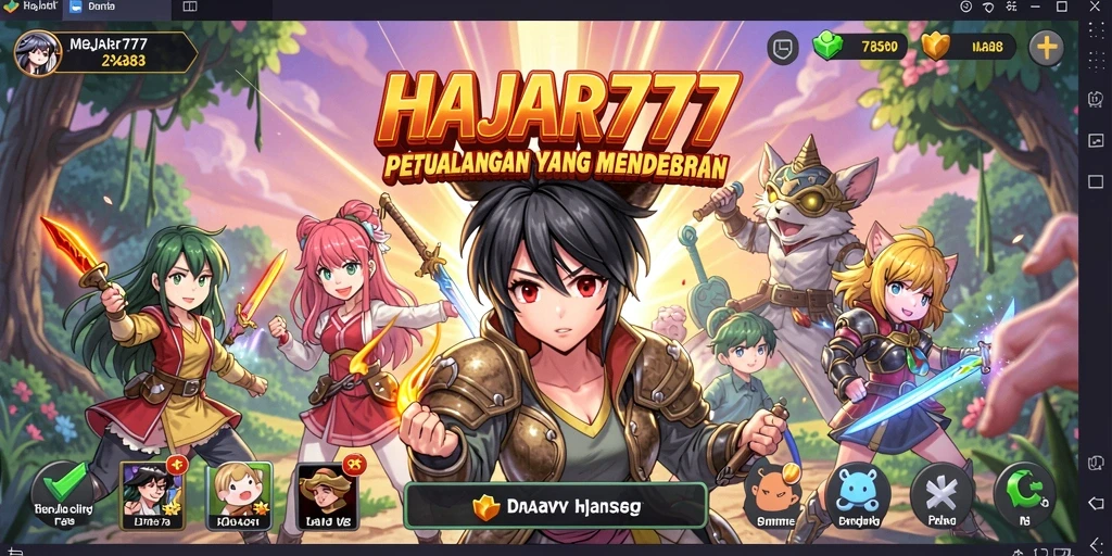 Tampilan gameplay seru dari HAJAR777 yang penuh aksi Anime.