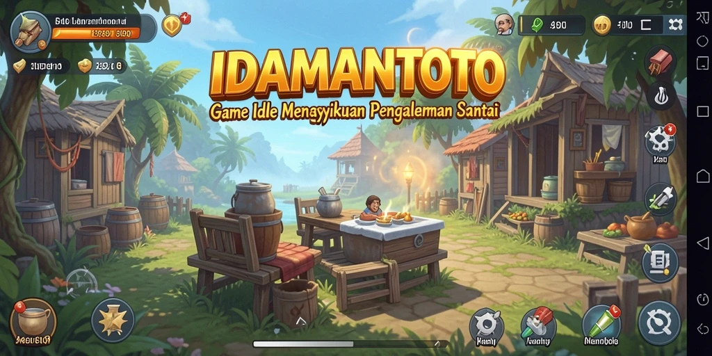 Screenshot gameplay IDAMANTOTO yang menampilkan karakter dan aktivitas Idle.