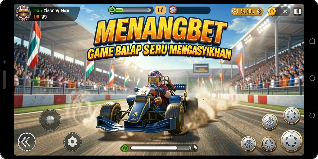 Tampilan gameplay seru dalam balapan MENANGBET yang mendebarkan.