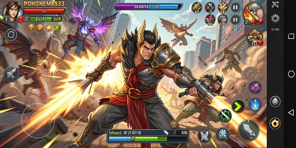 Tampilan gameplay seru dalam pertempuran POHONEMAS33.