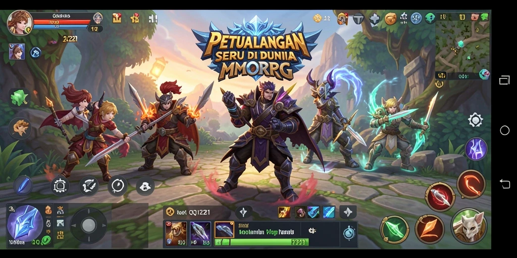 Screenshot utama QQ1221 menampilkan petualangan seru dalam MMORPG.