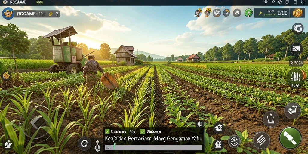 Tampilan gameplay seru dari RPGAME dengan elemen pertanian yang menarik.