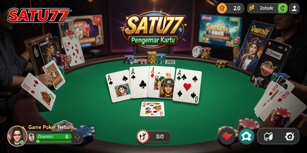 Screenshot menunjukkan gameplay Poker yang intens dan seru.