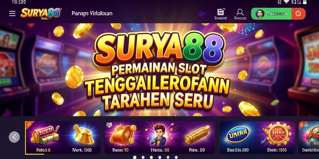 Tampilan gameplay <strong>SURYA88</strong> yang memukau dengan mesin slot menarik.