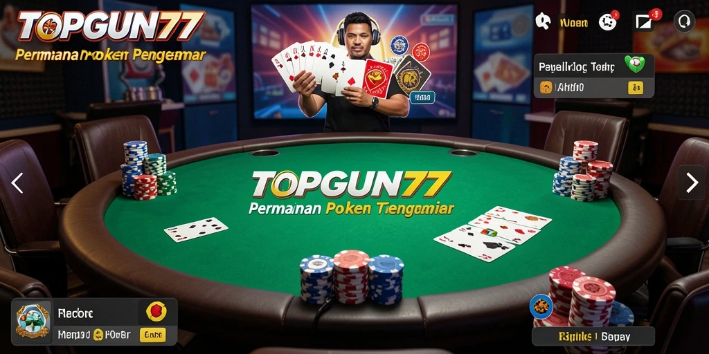 Tampilan gameplay Poker yang seru dan interaktif di TOPGUN77.