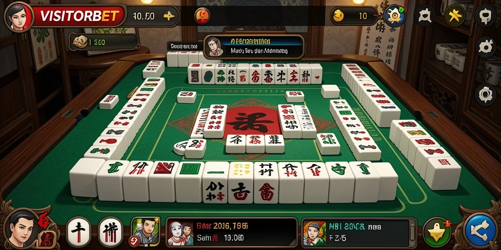 Tampilan gameplay seru dalam VISITORBET, permainan Mahjong yang menarik.